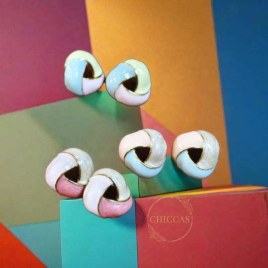 Enamel tri color stud