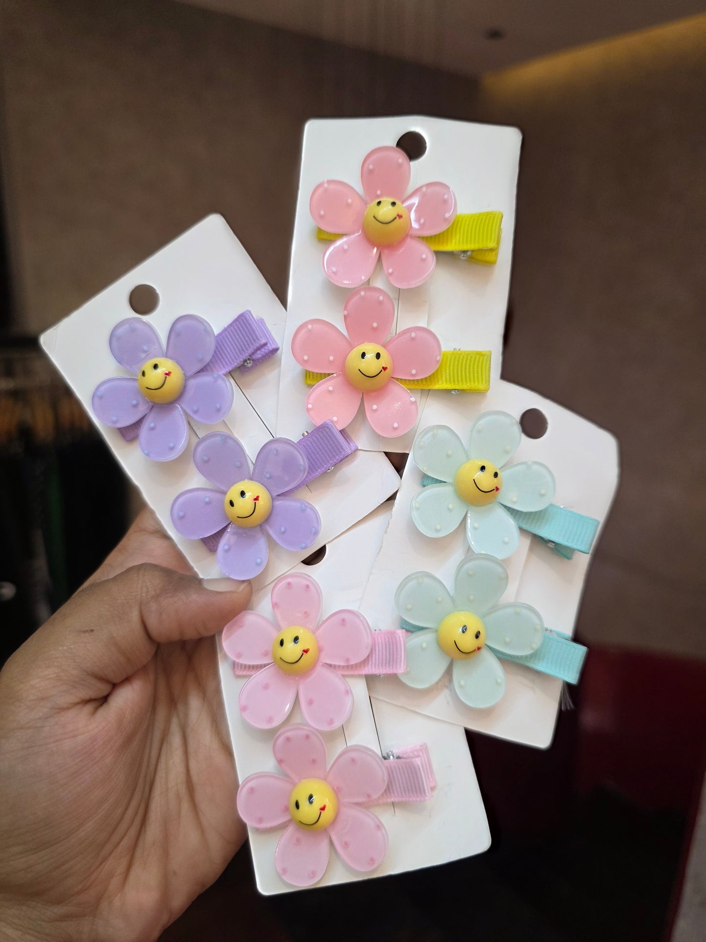 Smiley Floral Clips