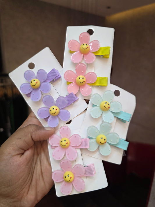 Smiley Floral Clips