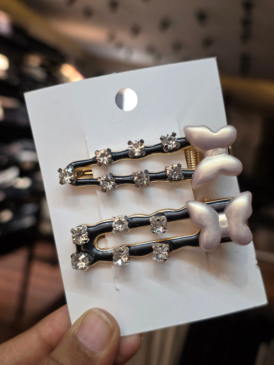 Studded clips with  Buttefly